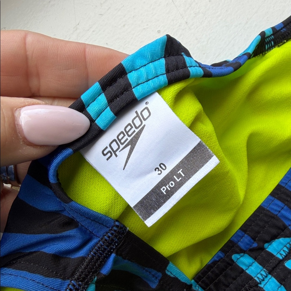 Speedo womens Pro LT Blue & Aqua Striped swim team One-Piece Swimsuit size 30 - Picture 4 of 4